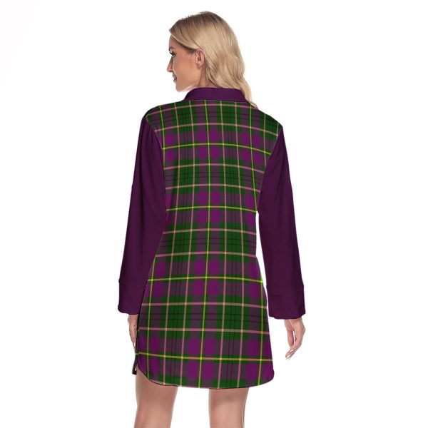Taylor Tartan Women s Lapel Shirt Dress With Long Sleeve on Sale - Image 2