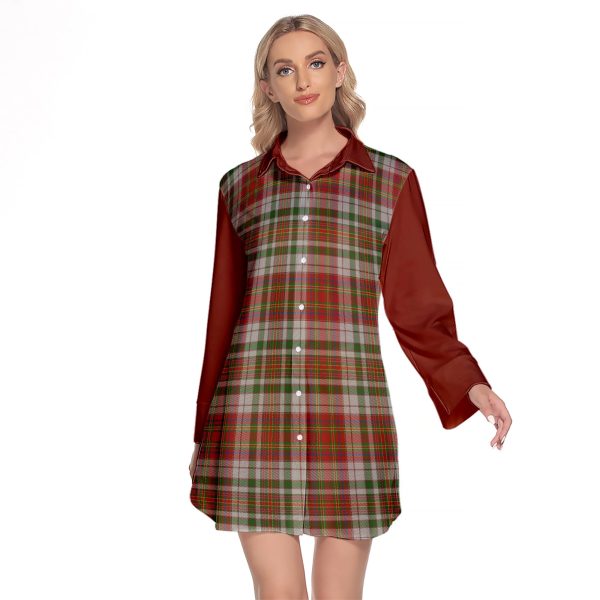 MacAlister Dress Tartan Women s Lapel Shirt Dress With Long Sleeve Hot on Sale