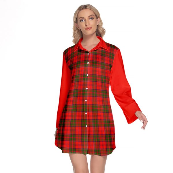 Grant Modern Tartan Women s Lapel Shirt Dress With Long Sleeve Supply