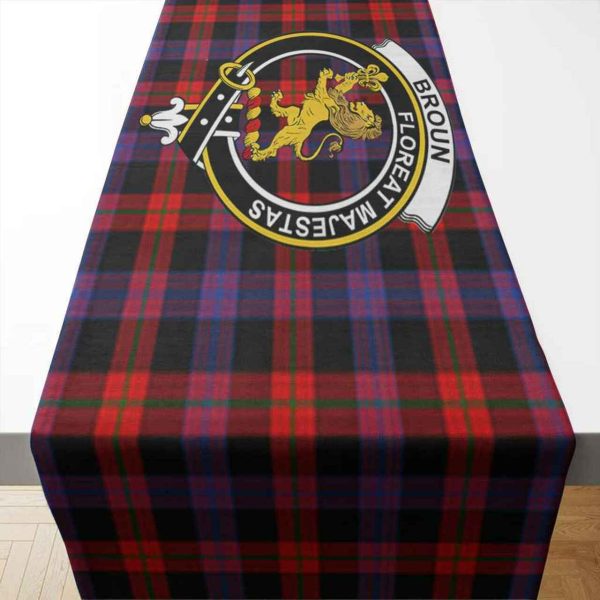 Broun Tartan Crest Table Runner - Cotton table runner Supply - Image 2