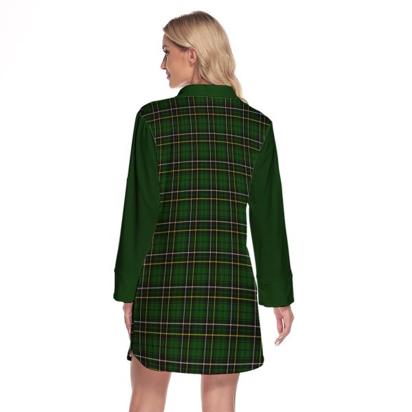 MacAlpin Modern Tartan Women s Lapel Shirt Dress With Long Sleeve For Discount - Image 2