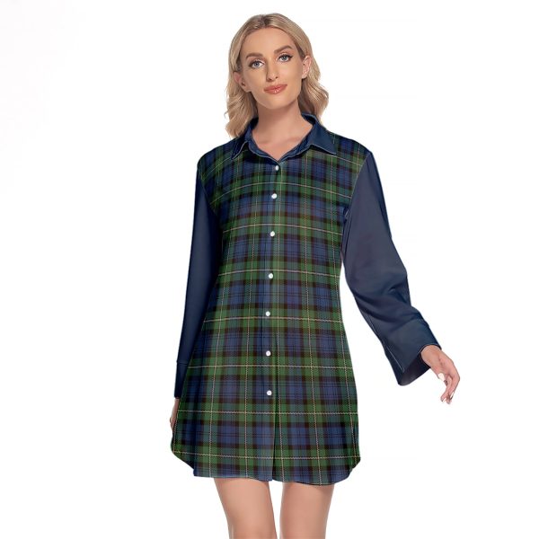Forbes Ancient Tartan Women s Lapel Shirt Dress With Long Sleeve Cheap