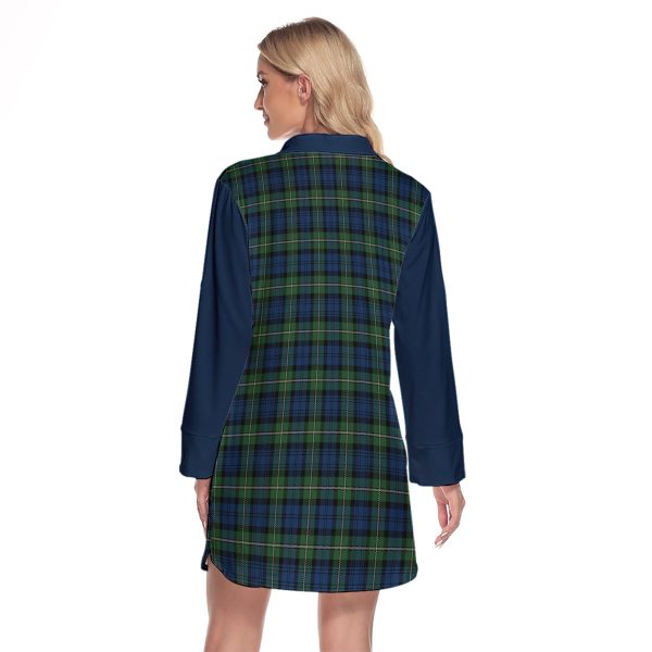 Forbes Ancient Tartan Women s Lapel Shirt Dress With Long Sleeve Cheap - Image 2