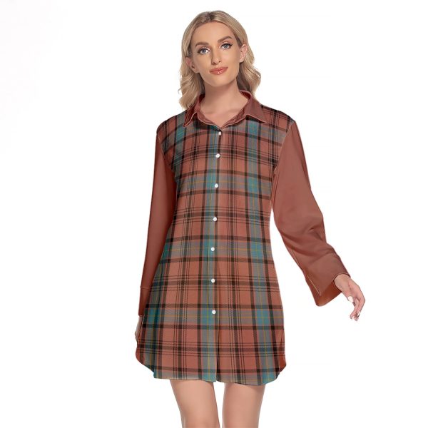 Hannay Dress Tartan Women s Lapel Shirt Dress With Long Sleeve Online Hot Sale