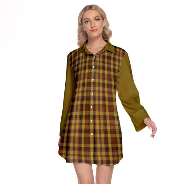 Jardine Tartan Women s Lapel Shirt Dress With Long Sleeve For Sale