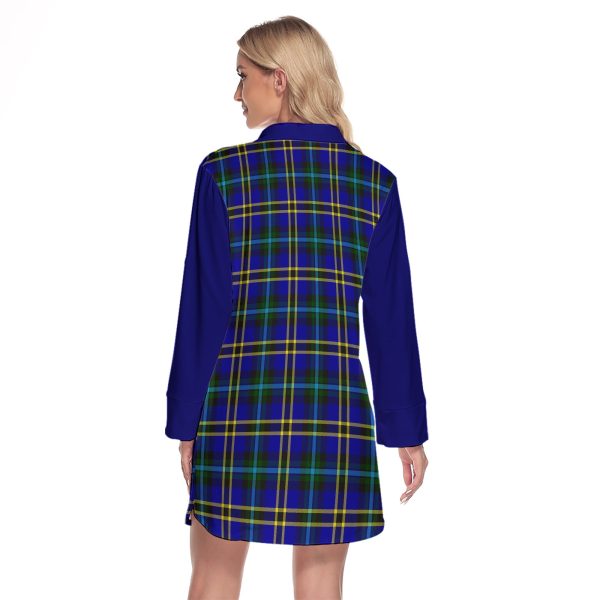 Hope Modern Tartan Women s Lapel Shirt Dress With Long Sleeve Hot on Sale - Image 2