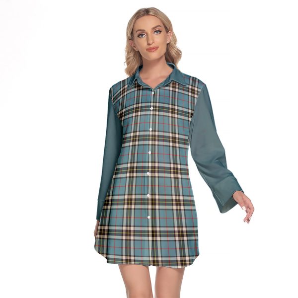 Thomson Tartan Women s Lapel Shirt Dress With Long Sleeve Online