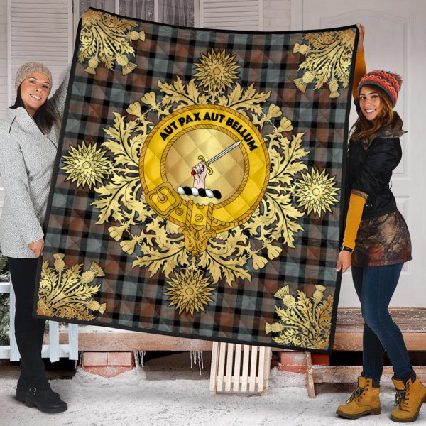 Gunn Weathered Tartan Crest Premium Quilt - Gold Thistle Style Hot on Sale - Image 2