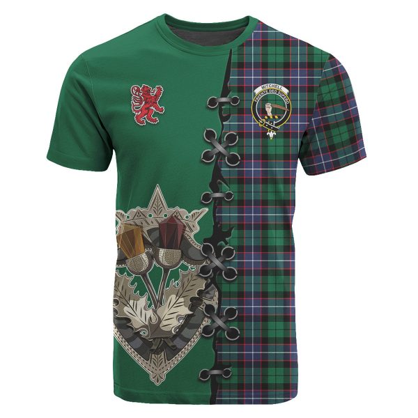 Mitchell Modern Tartan T-shirt - Lion Rampant And Celtic Thistle Style For Cheap