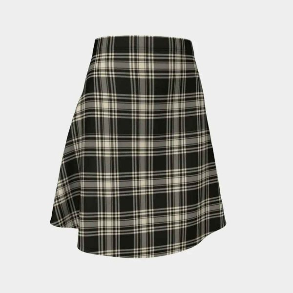 Menzies Black & White Ancient Tartan Flared Skirt For Sale