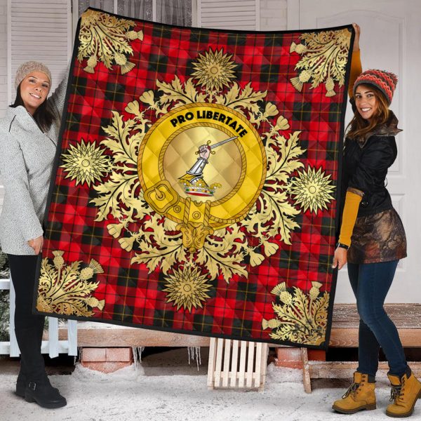 Wallace Weathered Tartan Crest Premium Quilt - Gold Thistle Style Hot on Sale - Image 2