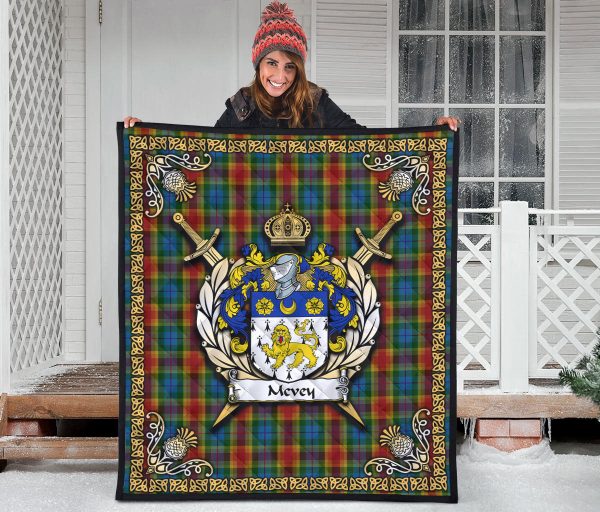 Mcvey Tartan Crest Premium Quilt - Celtic Thistle Style Hot on Sale