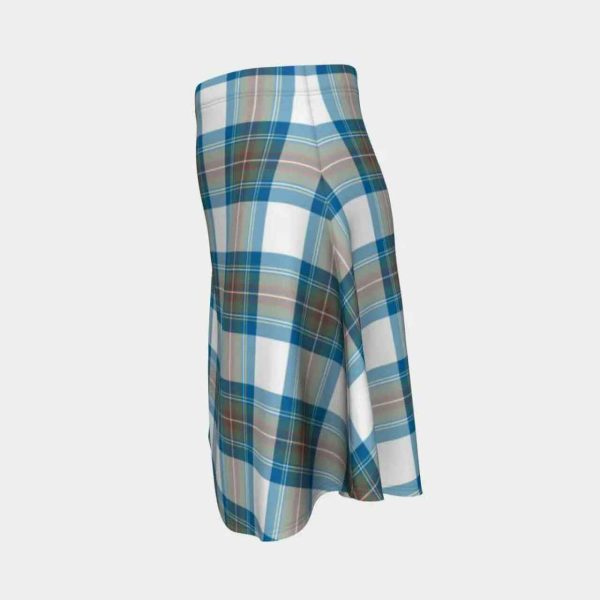 Stewart Muted Blue Tartan Flared Skirt Discount - Image 2