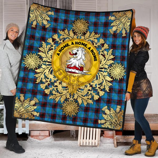 Home Ancient Tartan Crest Premium Quilt - Gold Thistle Style For Sale - Image 2
