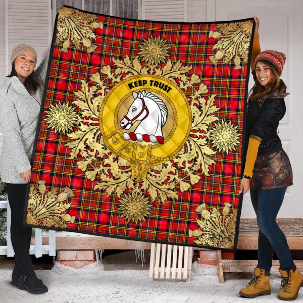 Hepburn Tartan Crest Premium Quilt - Gold Thistle Style Online now - Image 2