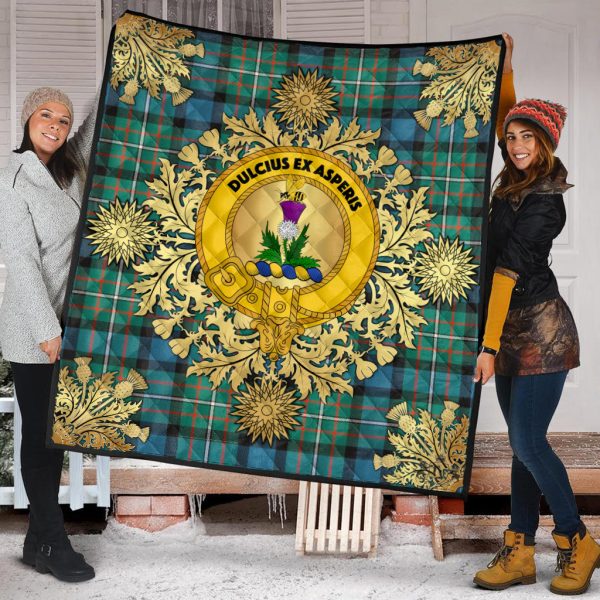 Ferguson Ancient Tartan Crest Premium Quilt - Gold Thistle Style Hot on Sale - Image 2