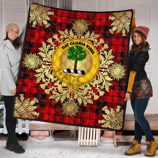 Hogg Tartan Crest Premium Quilt - Gold Thistle Style For Discount - Image 2