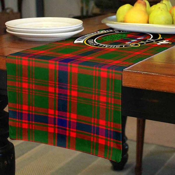 Kinninmont Tartan Crest Table Runner - Cotton table runner For Sale - Image 3