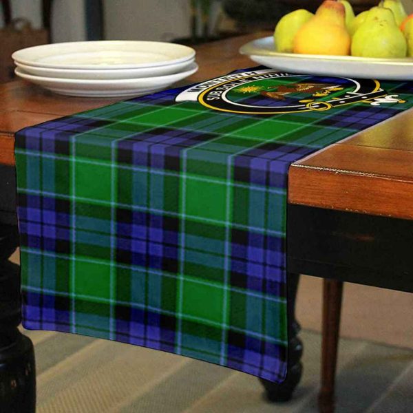 Monteith Tartan Crest Table Runner - Cotton table runner For Discount - Image 3