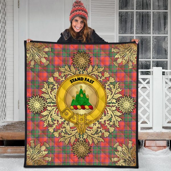Grant Ancient Tartan Crest Premium Quilt - Gold Thistle Style Fashion