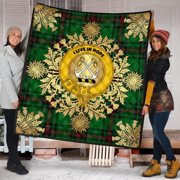 Kinnear Tartan Crest Premium Quilt - Gold Thistle Style Supply - Image 2