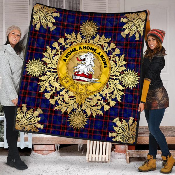 Home Modern Tartan Crest Premium Quilt - Gold Thistle Style Online now - Image 2