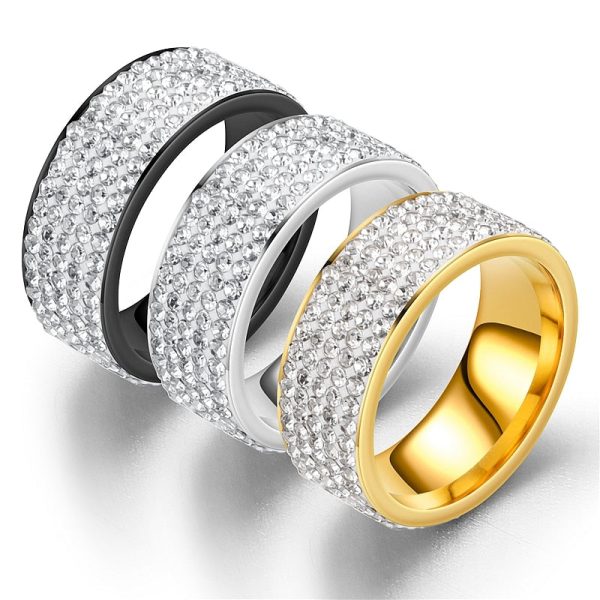Iced Out Bling Ring Stainless Steel Fashion Rings for Women Hot on Sale