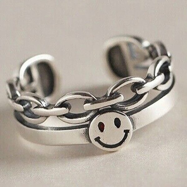 Vintage Smiling Face Finger Rings for Women Adjustable Rings For Cheap