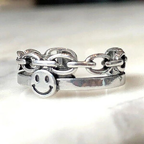 Vintage Smiling Face Finger Rings for Women Adjustable Rings For Cheap - Image 4