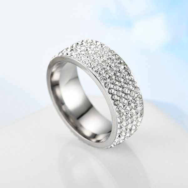 Iced Out Bling Ring Stainless Steel Fashion Rings for Women Hot on Sale - Image 5