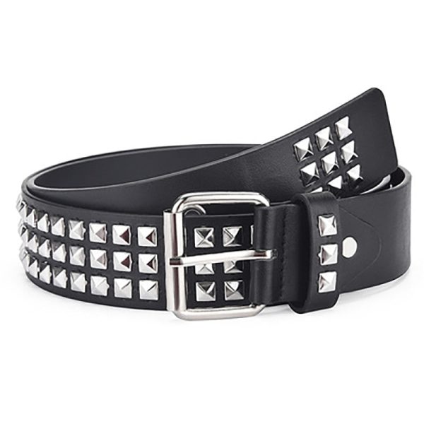 Square Bead Rivet Belt Metal Pyramid Straps Women Waist Belts Online Sale - Image 2